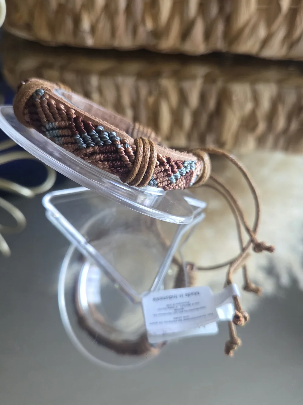 Earthy Boho Woven Adjustable Friendship Bracelet | Leather Cord Tribal Style